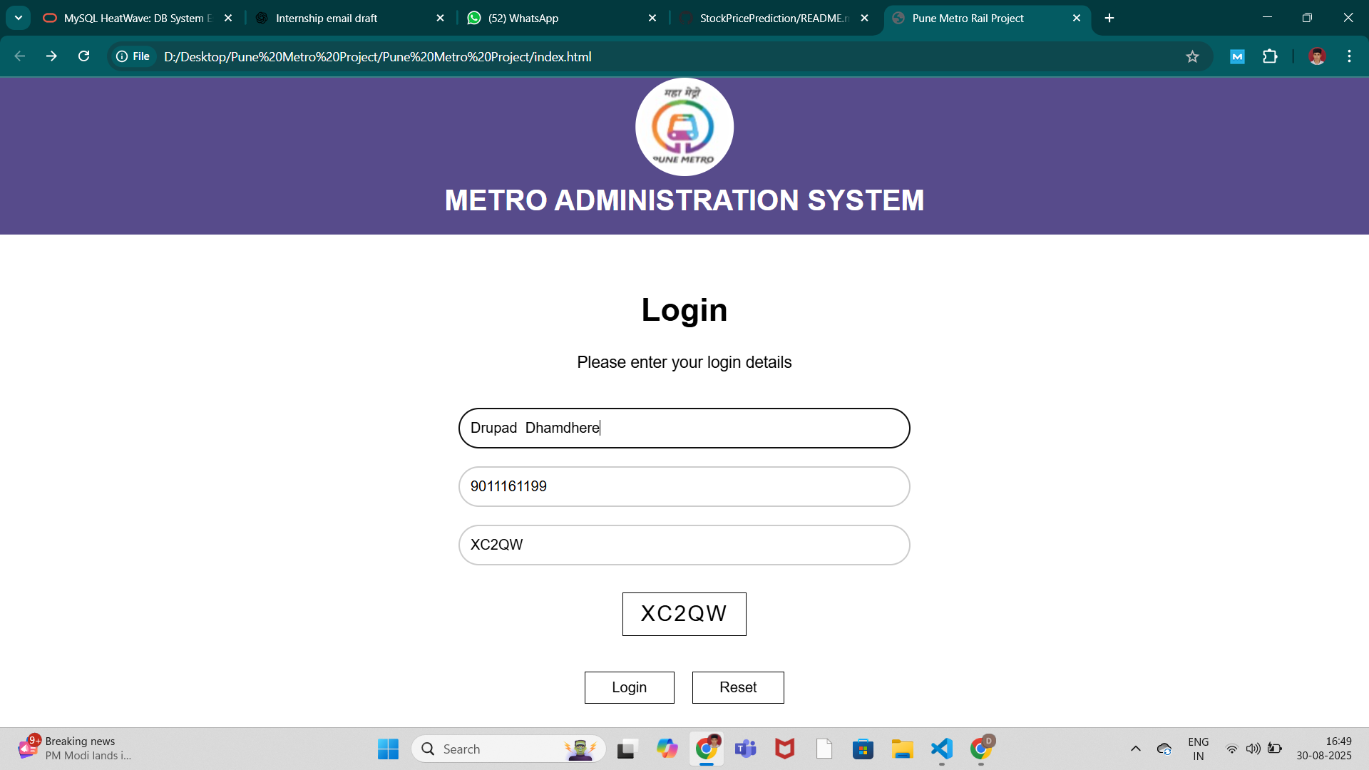 Pune Metro Website Thumbnail